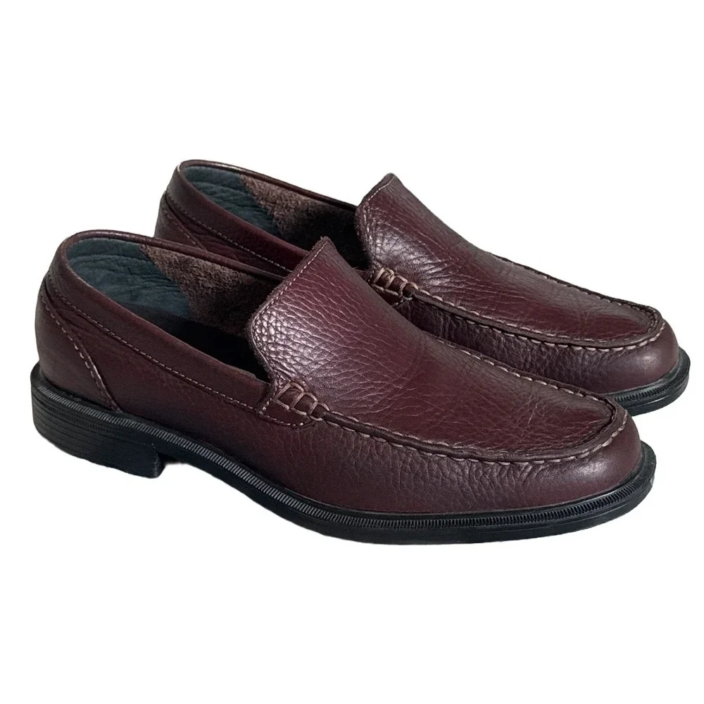 Rockport Mens Burgundy Leather Comfort Loafers Kinetic Air Circulator Shoes 7M